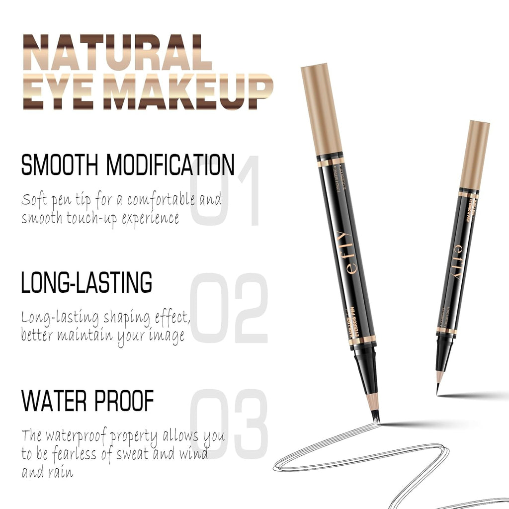 Eyebrow Pencils for Women, Microblading Eyebrow Pen Magical 2-in-1 Dual-Ended Brow Pen with 3D & Precise Brush-Tip Create Natural Hair-Like Brows, Last All-Day(Dark Brown)