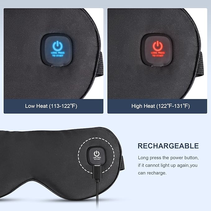 Heated Eye Mask Cordless, Warm Eye Compress for Dry Eyes Stye Blepharitis Chalazion MGD Eye Treatment, Heat Therapy to Unclog Gland, Soothe Tired and Sore Eyes (Black)