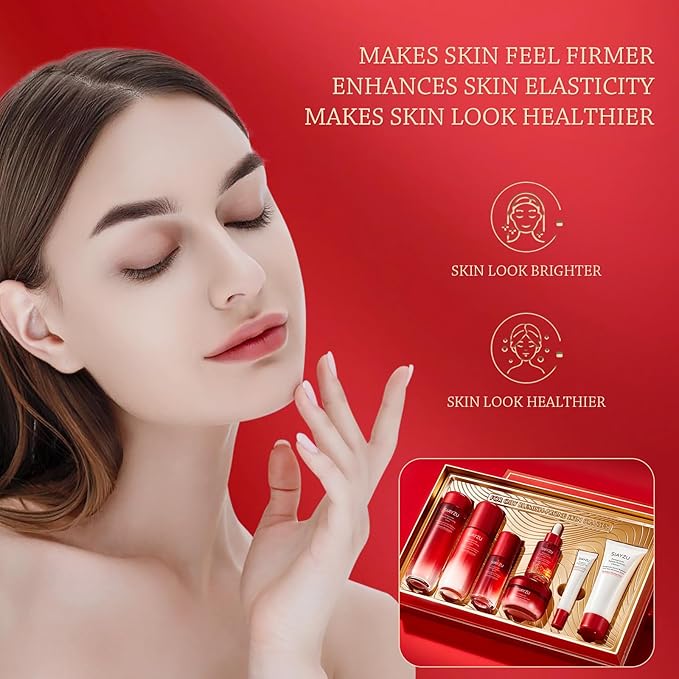 Facial Skin Care Set Anti-Wrinkle Beauty & Personal Care with Cleanser, Toner, Lotion, Essence, Face Cream, Eye Cream, Gift Sets Care Package for Women Mother girls Travel Skincare Kits