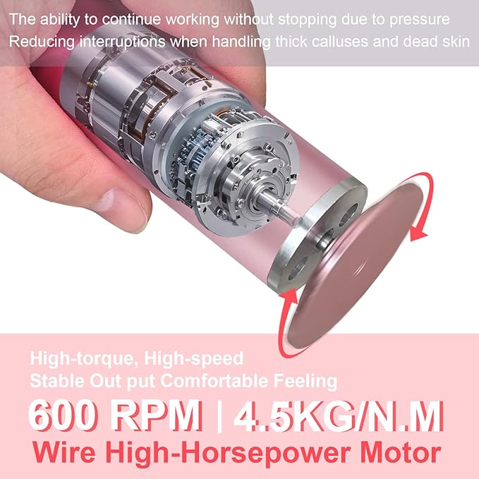 High Torque Electric Foot File - Callus Remover for Feet,Adjustable Speed Foot File with 60 Pcs Sandpaper Discs,Professional Pedicure Tool for Dead Skin and Calluses (Gradient Pink)