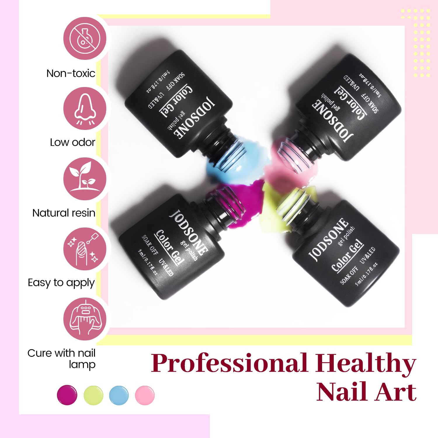 JODSONE 23 PCS Gel Polish Kit Colorful Fashion Classic Nail Gel Set 3 Bottles of Base Coat Matte and Glossy Top Coat