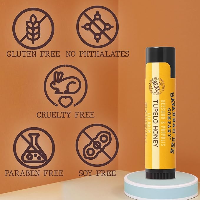 Savannah Bee Company Lip Balm - Lip Moisturizer for Chapped Lips - Hydrating Lip Balm with Pure Honey