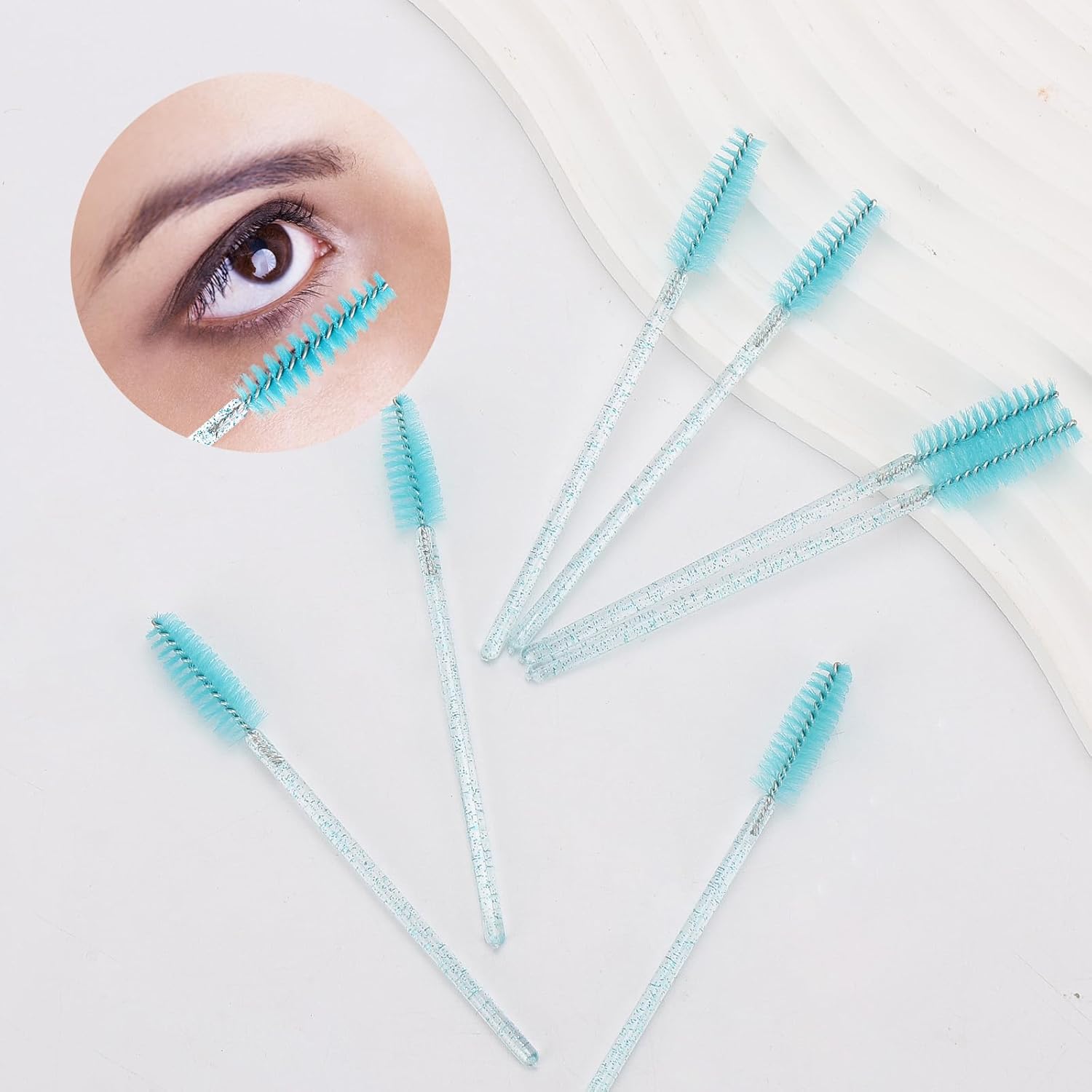 Tbestmax 1200 Disposable Mascara Wands Eyelash Brush Spoolies for Eyebrow Eye Lash Extension, Makeup Brushes Applicators Kits - Blue