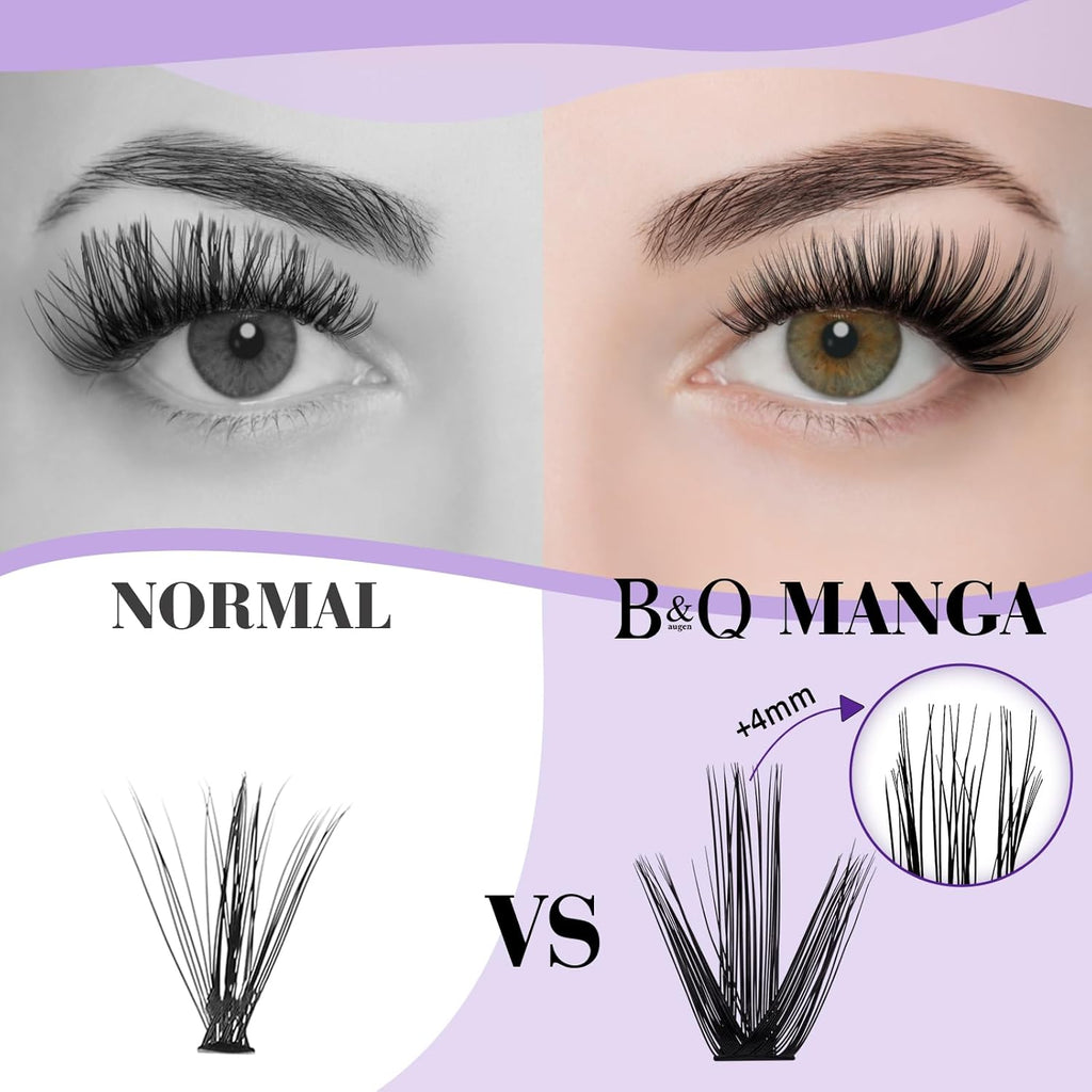 B&Qaugen Manga Lash Clusters DIY Individual Lashes 50D-D-10-18 300 PCS False Eyelash Cluster Manga Cluster 30D 40D 50D D Curl Eyelash Extensions at Home (50D-D-10-18)