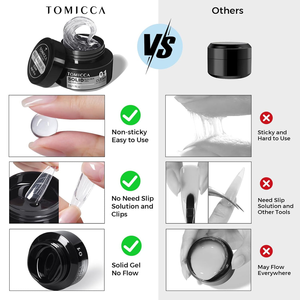 TOMICCA Hard Gel 3D Gel Nail Art Solid Builder Gel for Nails 50g 3D Nail Gel Sculpting Gel for Nail Art Non Sticky Hand Hard Gel Carving Gel Nail Glue Extension Gel Clear