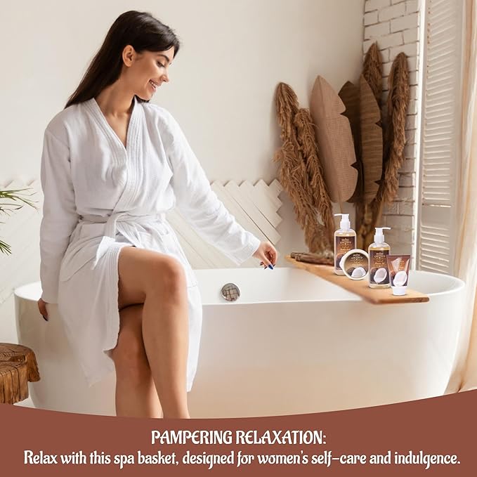 Draizee Mothers Day Gifts for Mom- Spa Gift Baskets for Women, 8 Pcs Luxury Coconut Scented Heel Shoe Design Bath and Body Spa Set, Presents for Mom, Body Care Set for Her, Self Care Package for Women