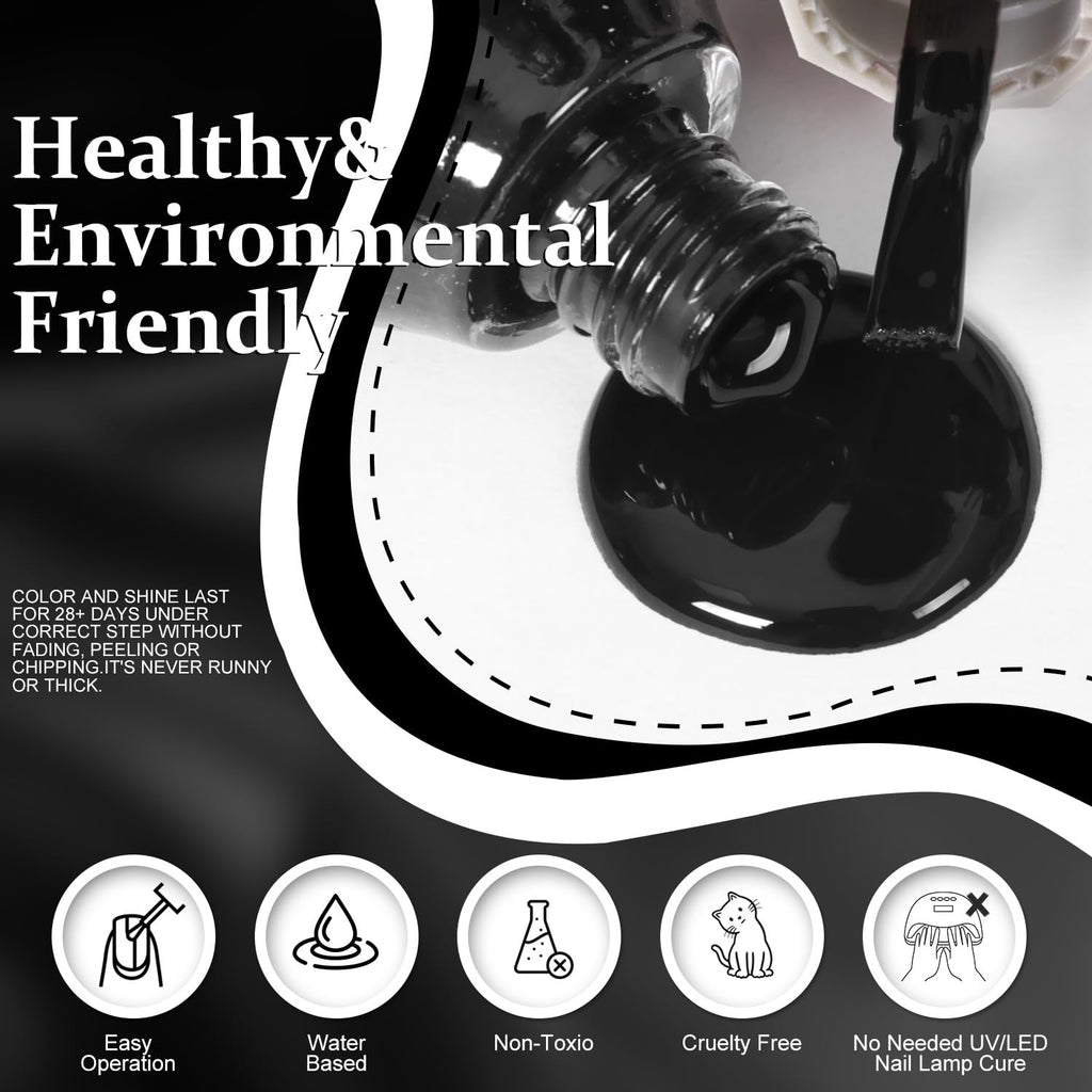 Major Dijit Quick Dry Nail Polish 12ml/0.41fl oz Black Regular Nail Lacquer Fast Drying & Long Lasting Nail Polish Nail Art Effect for Nail Salon