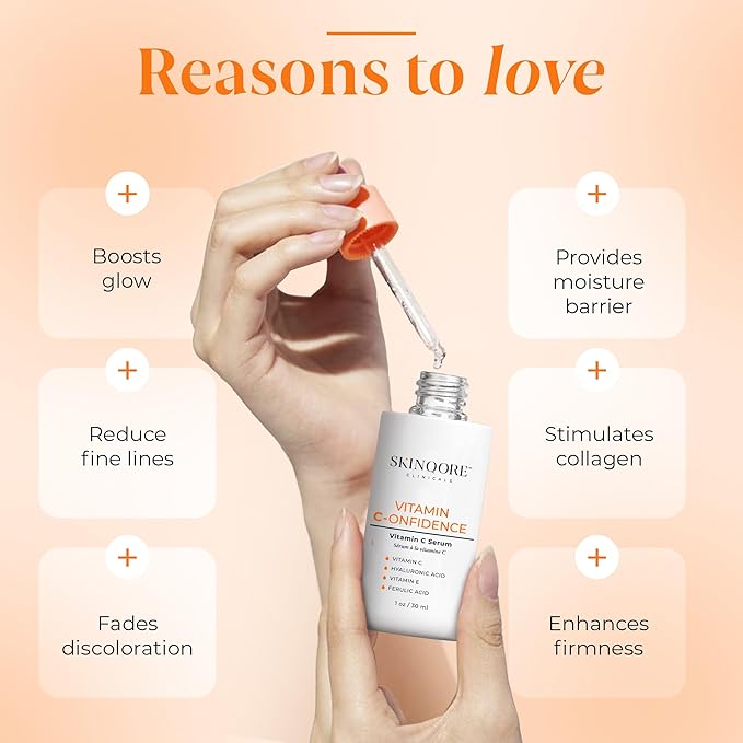 Vitamin C-onfidence | Vitamin C Serum with Ferulic Acid, Vitamin E, & Hyaluronic Acid | Improves Discoloration, Uneven Tone & Firms | Hydrating Brightening Serum | | Natural Skin Care - 1oz