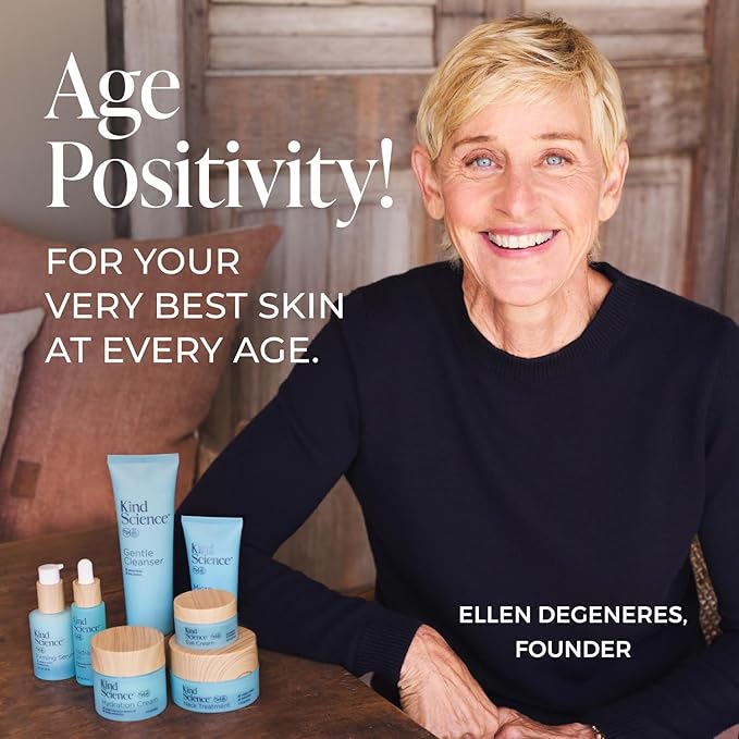 Kind Science Deluxe Kit - Skin Care by Ellen DeGeneres Full Size 5pc Set with Hydration Cream, Firming Serum, Radiance Oil, Neck Treatment, Radiance Oil