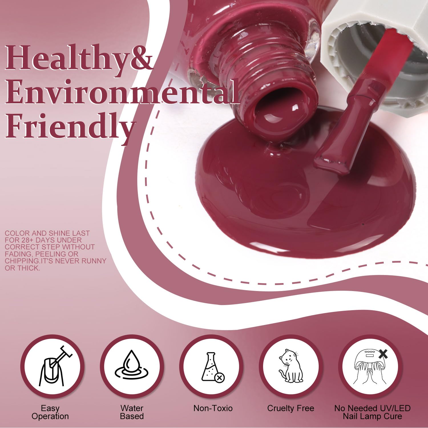 Major Dijit Quick Dry Nail Polish 12ml/0.41fl oz Wine Red Regular Nail Lacquer Fast Drying & Long Lasting Nail Polish Nail Art Effect for Nail Salon