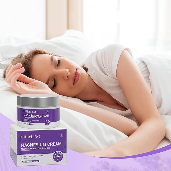 Magnesium Cream, Magnesium Lotion from The Dead Sea - Natural Ingredients - Made in USA - Use Day and Night, Lavender Magnesium Cream, 4 oz