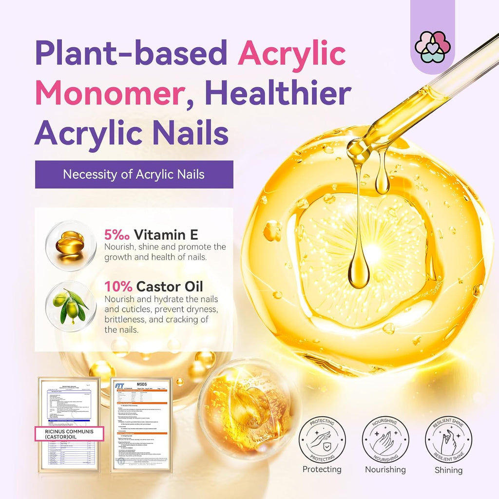 SAVILAND EMA Odorless Monomer Acrylic Liquid: 4 oz Acrylic Nail Monomer for Acrylic Powder, Premium Acrylic Nail Brush Nail Primer Top Gel, Acrylic Nail Kit for Manicurist