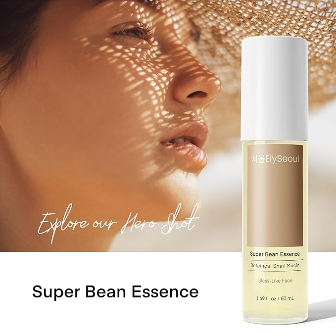 Bean Essence Face Repair Serum: Facial Hydrating & Glowing Botanical Snail Mucin for Glass-Like Skin from Korean Skincare, 1.69 fl. oz / 50mL