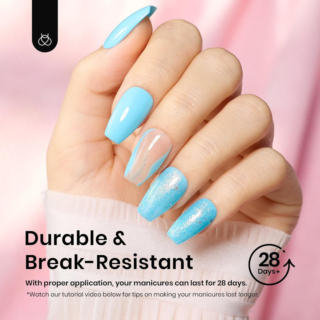 Beetles Gel Nail Tips Short Coffin Pre-Etched Nail Tips, 12 Sizes 288 Pcs Full Cover Soft Tips Half Matte False Nails Clear Acrylic Glue on Nails Extension DIY Manicure Gifts for Women