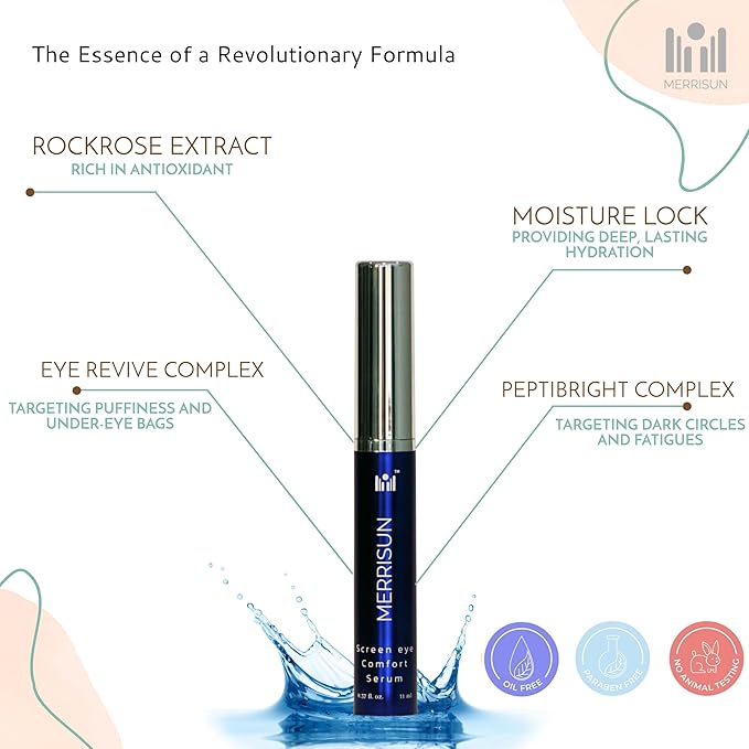 Screen Eye Comfort Serum – Hydrating & Revitalizing Serum for Screen-Weary Eyes, Puffiness & Dark Circles – Enriched with Antioxidants for a Refreshed, Smoother Look