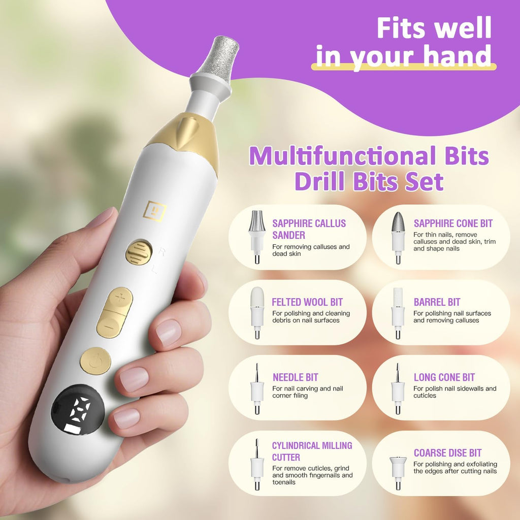 Callus Remover for Feet, Electric Foot Callus Remover - 8 Grinding Heads, 9 Speeds, Rechargeable Foot File - Professional Pedicure Tool for Hard Skin, Calluses & Cracked Feet