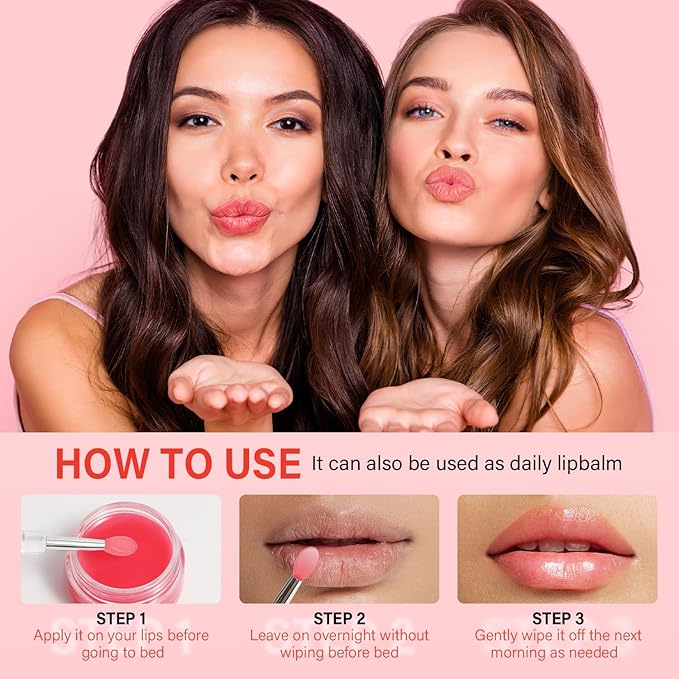 Lip Sleeping Mask Set, Overnight Lip Balm Treatment with Vitamin C and Hyaluronic Acid for Dry, Flaky Lips Nourishes, Moisturizes and Hydrates, Lip Mask Lip Care, Lip Butter Gift for Women