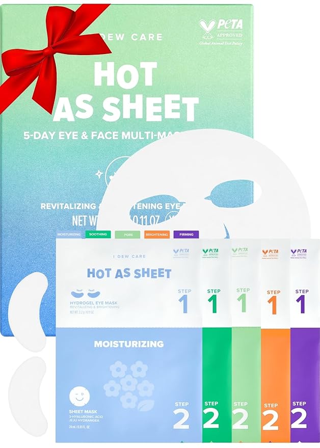 I Dew Care Korean Skin Care Set Trio - Vitamin To Glow Pack + Korean Sheet Mask Pack 5-Day Eye&Face Multi-masking Set - Hot as Sheet Bundle