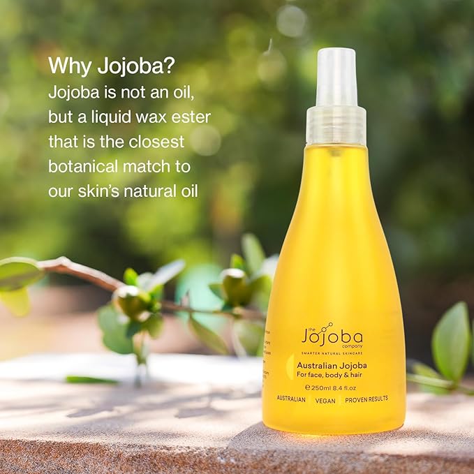 Jojoba 100% Pure Australian Oil 250ml – Cold-Pressed Natural Oil for Face, Hair & Body – Lightweight, Non-Greasy, Hypoallergenic Moisturizer – Sustainably Grown & Bottled in Australia
