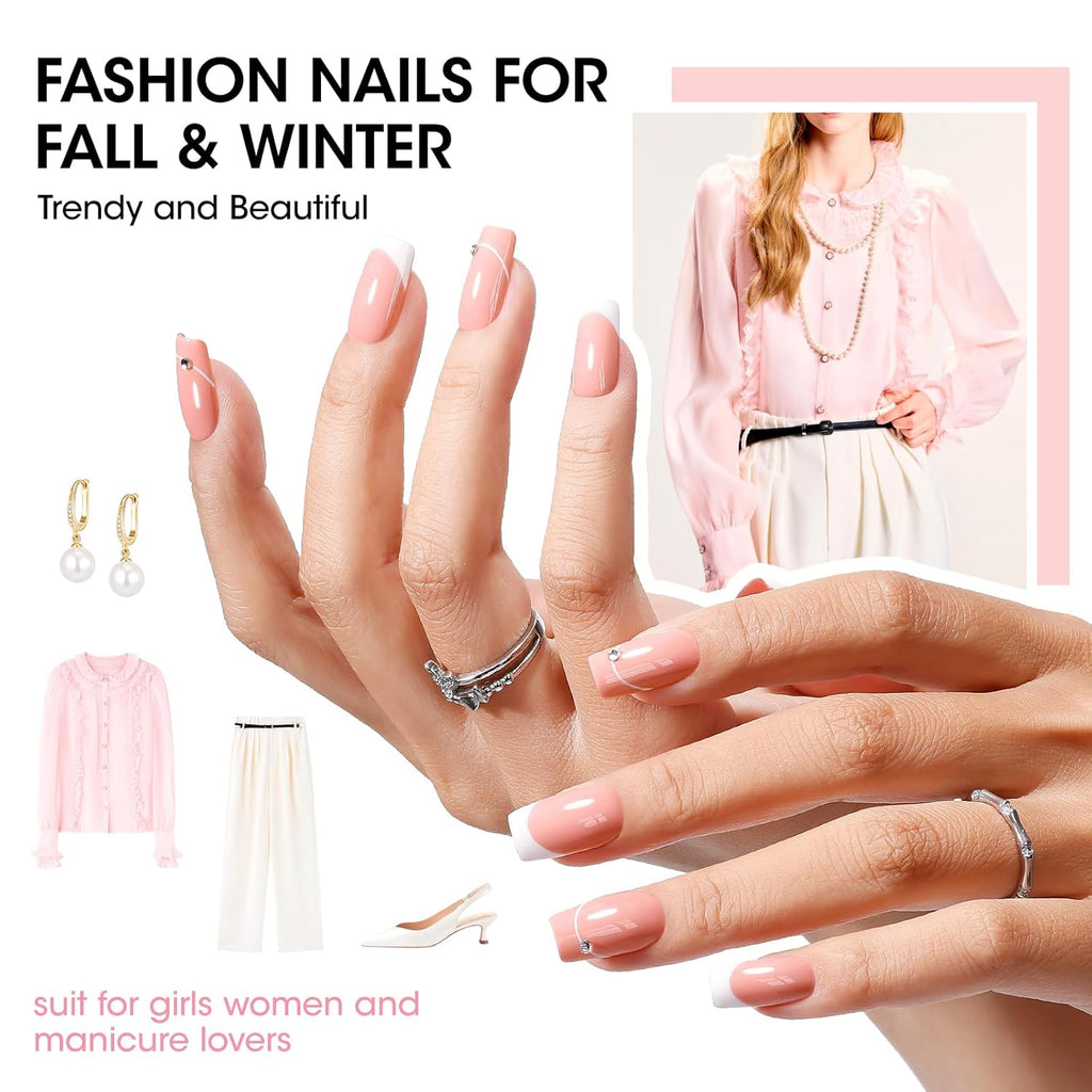 GELLEN Nail Polish Set, French Tip Manicure Nude White Regular Nail Polish Quick Air Dry Bright 12 Colors Set for Women Fingernail Toe Nails Salon Home, Non UV Gel, Hema Free, Non-toxic, Long Lasting