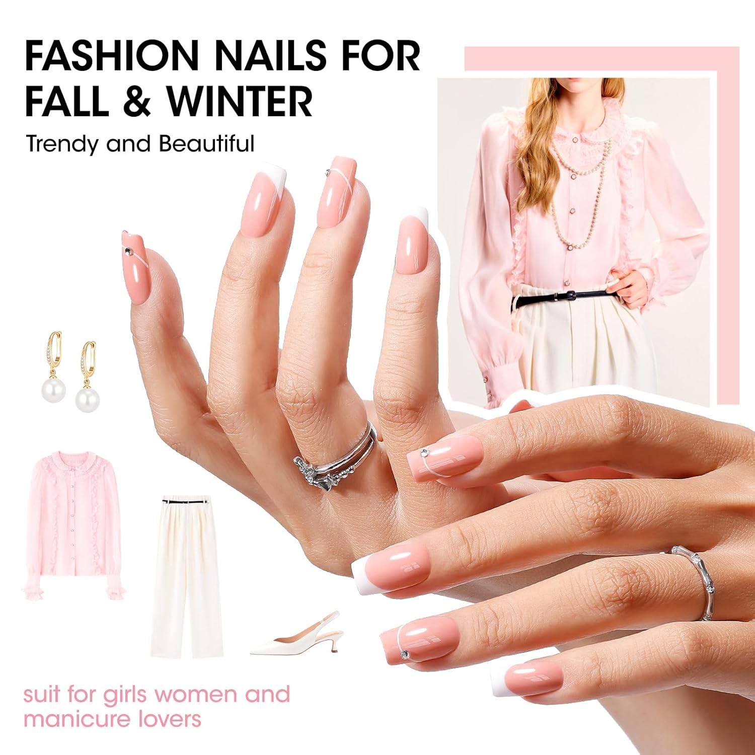 GELLEN Nail Polish Set, French Tip Manicure Nude White Regular Nail Polish Quick Air Dry Bright 12 Colors Set for Women Fingernail Toe Nails Salon Home, Non UV Gel, Hema Free, Non-toxic, Long Lasting