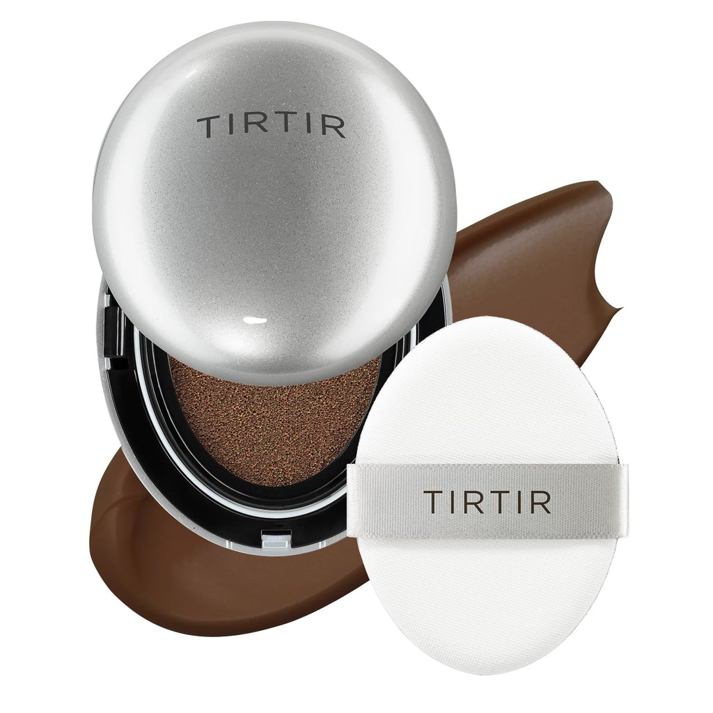 TIRTIR Mask Fit Aura Silver Cushion Foundation | Semi-glow Finish, Natural Coverage, Moisturizing, Lightweight, Korean cushion foundation (#51N Fudge, Full Size, 0.63 Fl Oz)