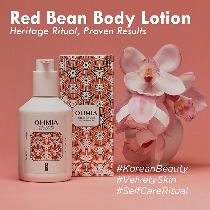 Red Bean Body Lotion - Korean 24hr Hydrating & Smoothing Body Lotion - Improves Appearance of Texture - Sensitive Skin Tested - Peptides & HA - 8.45 fl oz