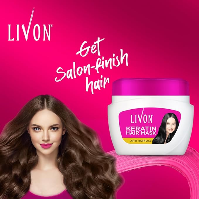Livon Keratin Anti-Hair Fall Hair Mask | Conditioning Treatment for Healthy, Smooth & Shinier Hair | All Hair Types | 15.2 Fl.oz.