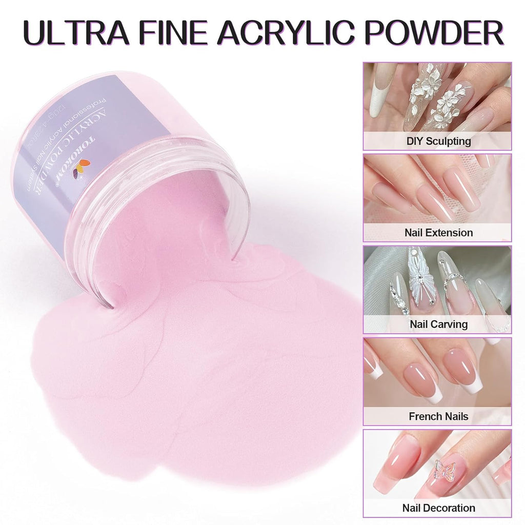 TOROKOM Dark Pink Acrylic Powder, 120g/4.23oz Acrylic Nail Powder Large Capacity Acrylic Dip Powder for Nails Acrylic Extension Powders, 3D Nail Carving, Long-Lasting, No Nails Lamp Required