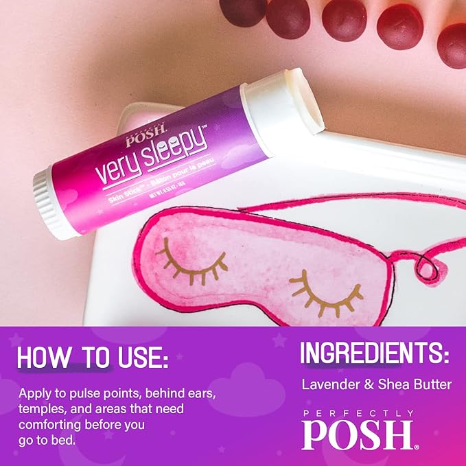 Perfectly Posh - VERY SLEEPY Lavender & Shea Butter Skin Stick - Soothing and Hydrating Balm for Dry Skin - Rejuvenating Lavender Scent - 0.55oz