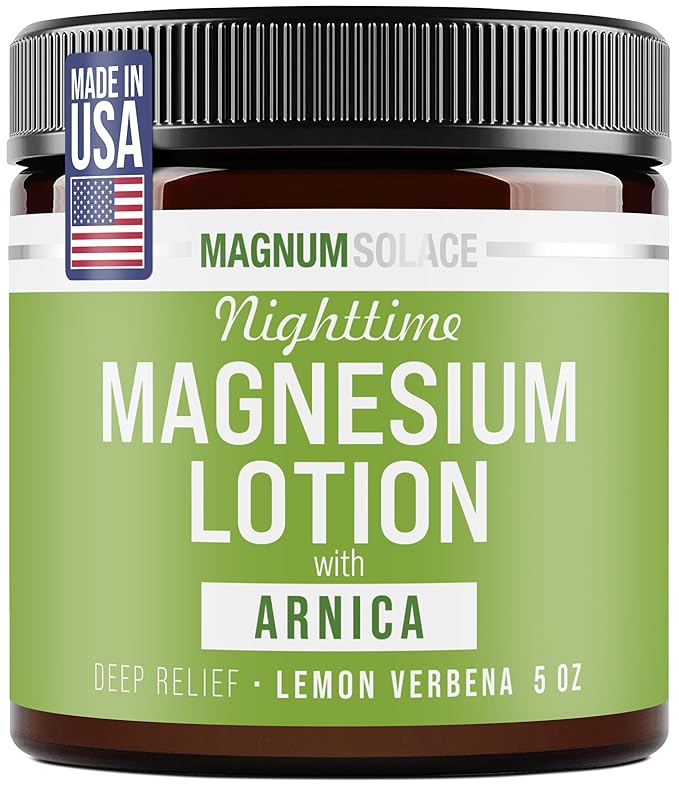 Nighttime Magnesium Lotion with Arnica – Soothing Relief & Relaxation, Highly Concentrated Magnesium for Muscles & Joints – Apply to Legs or Feet Before Bed – Skin-Friendly