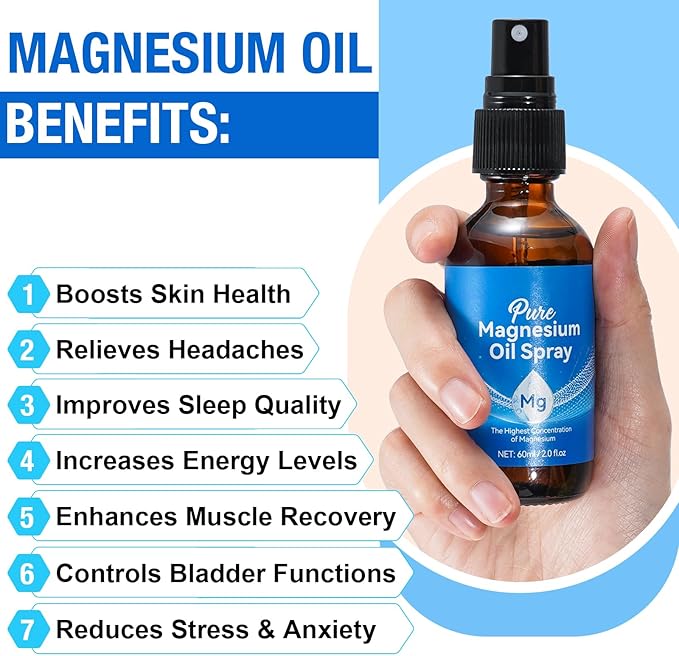 Magnesium Oil Spray, Pure Magnesium Chloride Oil Spray, Magical Magnesium Body Spray 2.02 Fl.Oz, 1PC