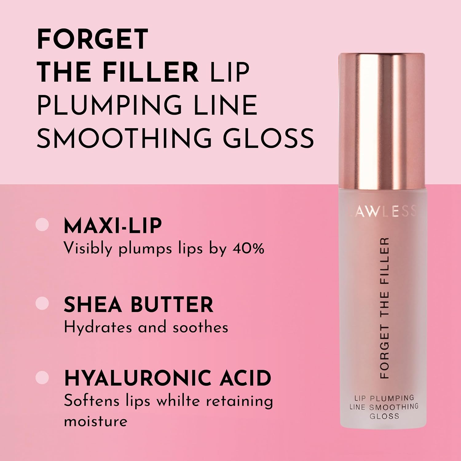 Lawless Women's Forget The Filler Lip Plumper Line Gloss, Nudie, Pink, 0.11 Fl Oz (Pack of 1)