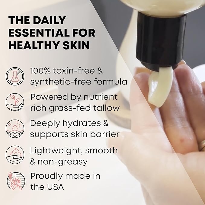 Tallow Body Lotion – 100% Grass-Fed Beef Tallow for Skin – Pure & Organic Moisturizer with Jojoba Oil & Vitamin E – Deep Hydration & Nourishment for Dry Skin (8 oz, Lemongrass)