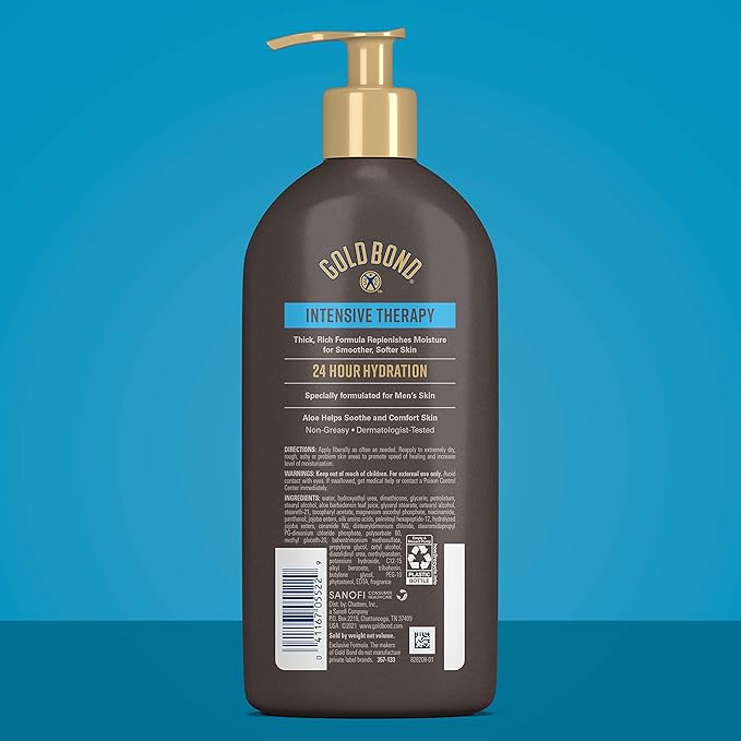 Gold Bond Men's Essentials Intensive Therapy Lotion, 13 oz., Daily Body & Hand Lotion With Aloe