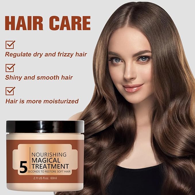 Nourishing Magical Treatment,Hair Repair Cream,Magical Hair Mask,5 Seconds to Restore Soft Hair,Deep Conditioning Hair Mask for Dry Damaged Hair (2pcs)