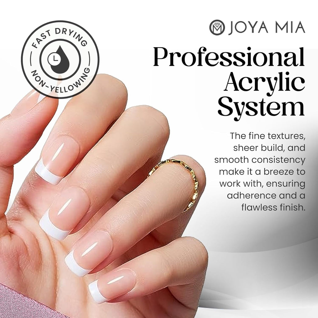 Joya Mia Acrylic Powder for Nails, MMA-Free, Super Adhesion Professional Powder for Flawless & Long-Lasting Nail Enhancements, Easy Application, Vibrant & Stunning Colors - Pure White, 2 oz
