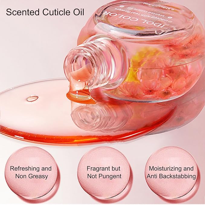 Flowery Scented Cuticle Oil, Infused with Real Flowers, Cuticle Revitalize Oil, Nail Oils For Growth And Strength, Cuticle Remover - Nail Strengthener - Cuticle Softener (0.92 fl.oz, APPLE)