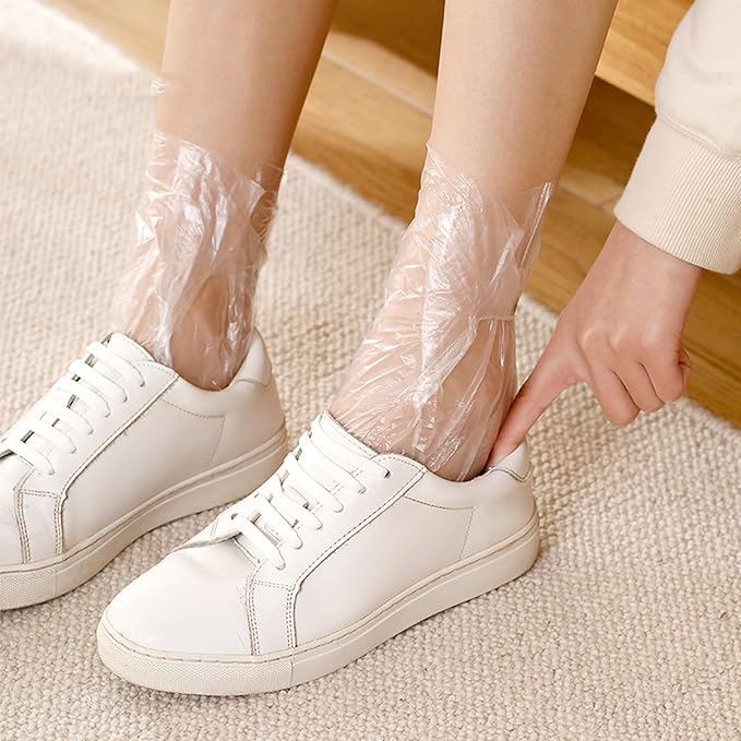 Zittop 100Pcs Plastic Foot Covers 2024 Upgrade Disposable Socks, Paraffin Bath Foot Moisturizer Socks, Prevent Dry and Cracked feet and moisturize feet (100P Transparent)