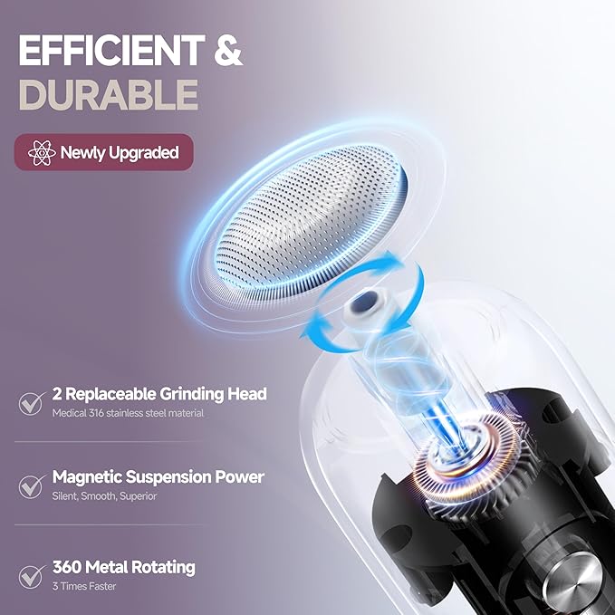 Electric Foot Callus Remover for Women Men, Rechargeable Electric Foot File Pedicure Tool with Stainless Steel Heads, Portable Feet Grinder for Cracked Dry Heels Dead Skin Calluses