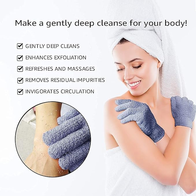 Evridwear Exfoliating Back Scrubber with Handles Two Sides for Body Shower Deep Cleans Skin Massages Invigorating Blood Circulation Men Women One Size (Back Scrubber + Heavy Gloves)