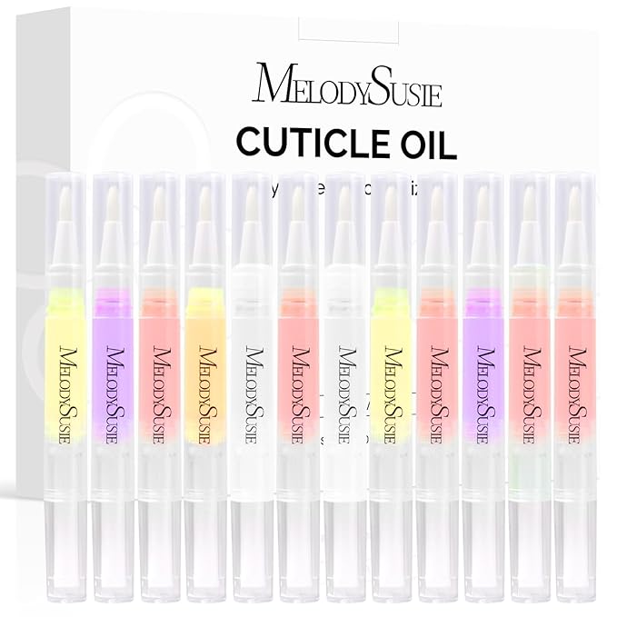 MelodySusie 12Pcs Cuticle Oil Pen Set,Nail Moisturizing Cuticle Oil Enriched with Vitamin E,Softens and Repairs cuticles,Nail Strengthener,Protects Damaged Skin,Thin Nails