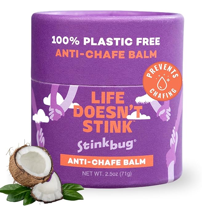 Stinkbug Naturals Organic Plastic Free Anti-Chafe Balm Tub, 100% Natural Ingredients, Aluminum Free Packaging, 2.5 Ounce Pack of 1