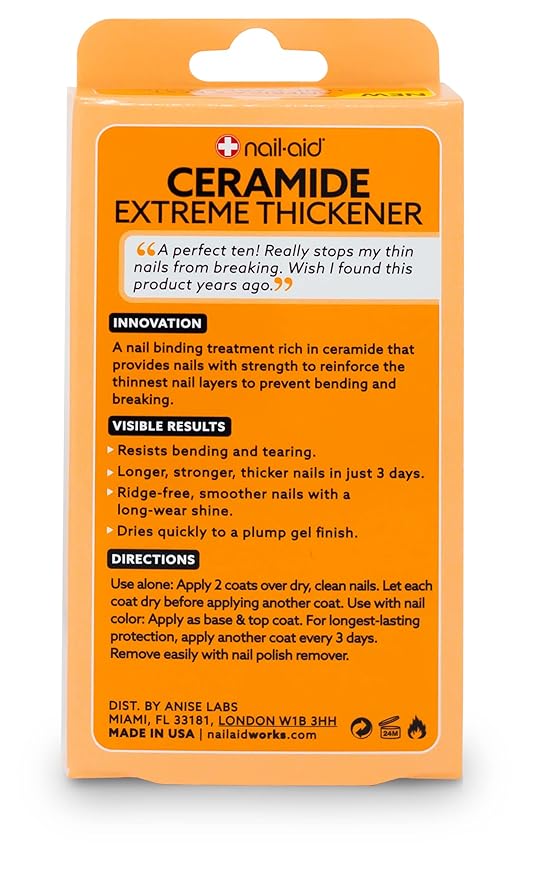 NAIL-AID Ceramide Extreme Thickener + Gel Top Coat, Clear, 2 Count