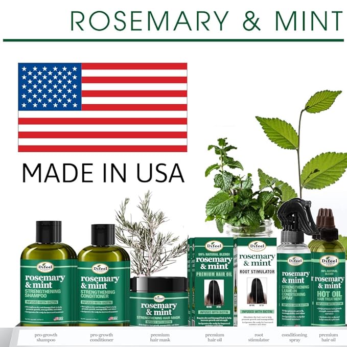 Difeel Rosemary and Mint Strengthening Hair growth Mask with Natural Rosemary Oil and Biotin 12 oz.