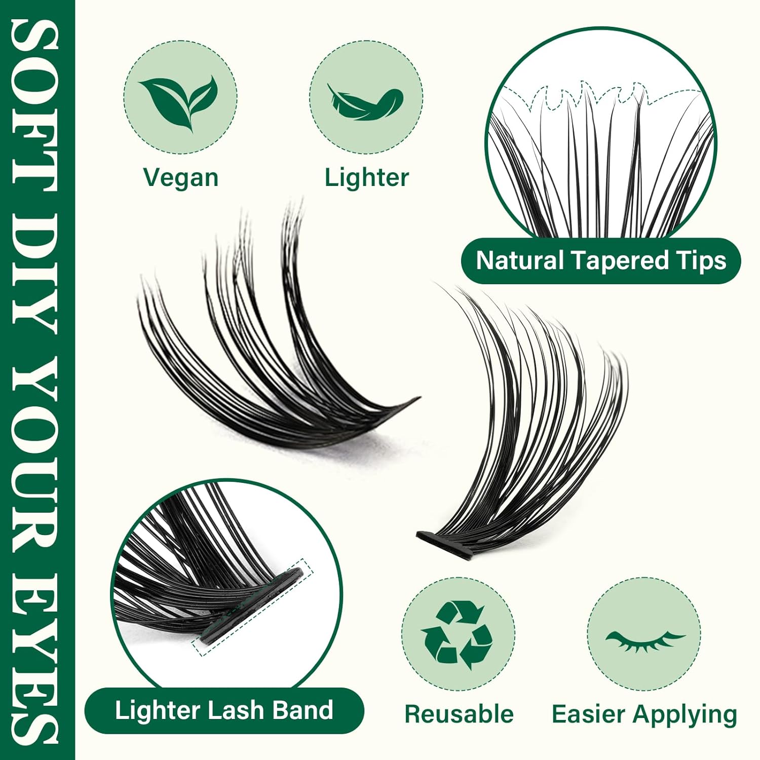 KEYYOU Lash Extension Kit DIY 300Pcs Lash Clusters Eyelash Extension Kit 40D 0.07 D Curl 9-18MIX Lash Clusters Kit with Lash Glue Remover Applicator Easy to Use for Beginners(Kit,40D-D,9-18MIX)