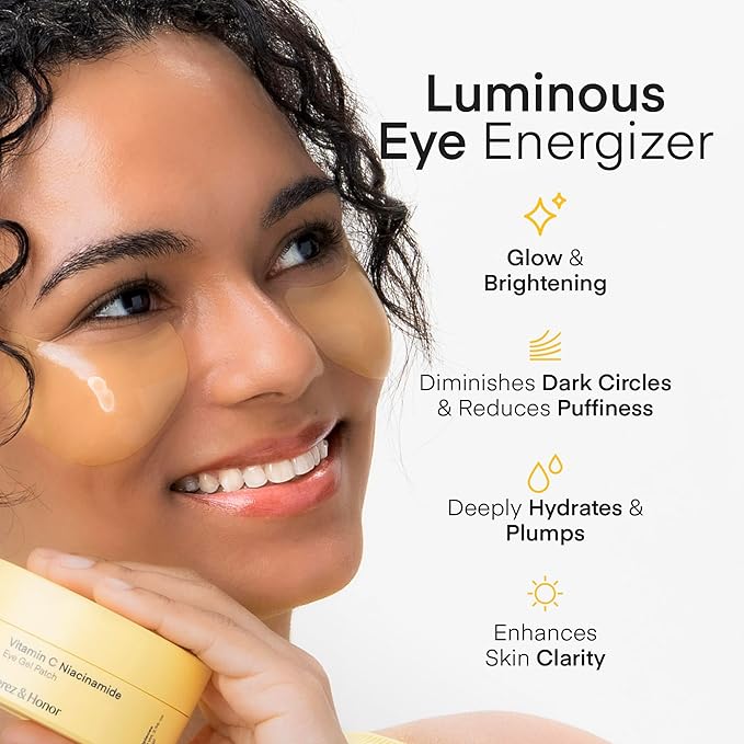 Vitamin C Niacinamide Eye Patches: Brightening & Glowing Under Eye Mask with Tranexamic Acid Caffeine Hyaluronic Acid - Korean Skin Care Dark Circles Puffiness & Wrinkles Hydrogel Treatment, 60 Pcs