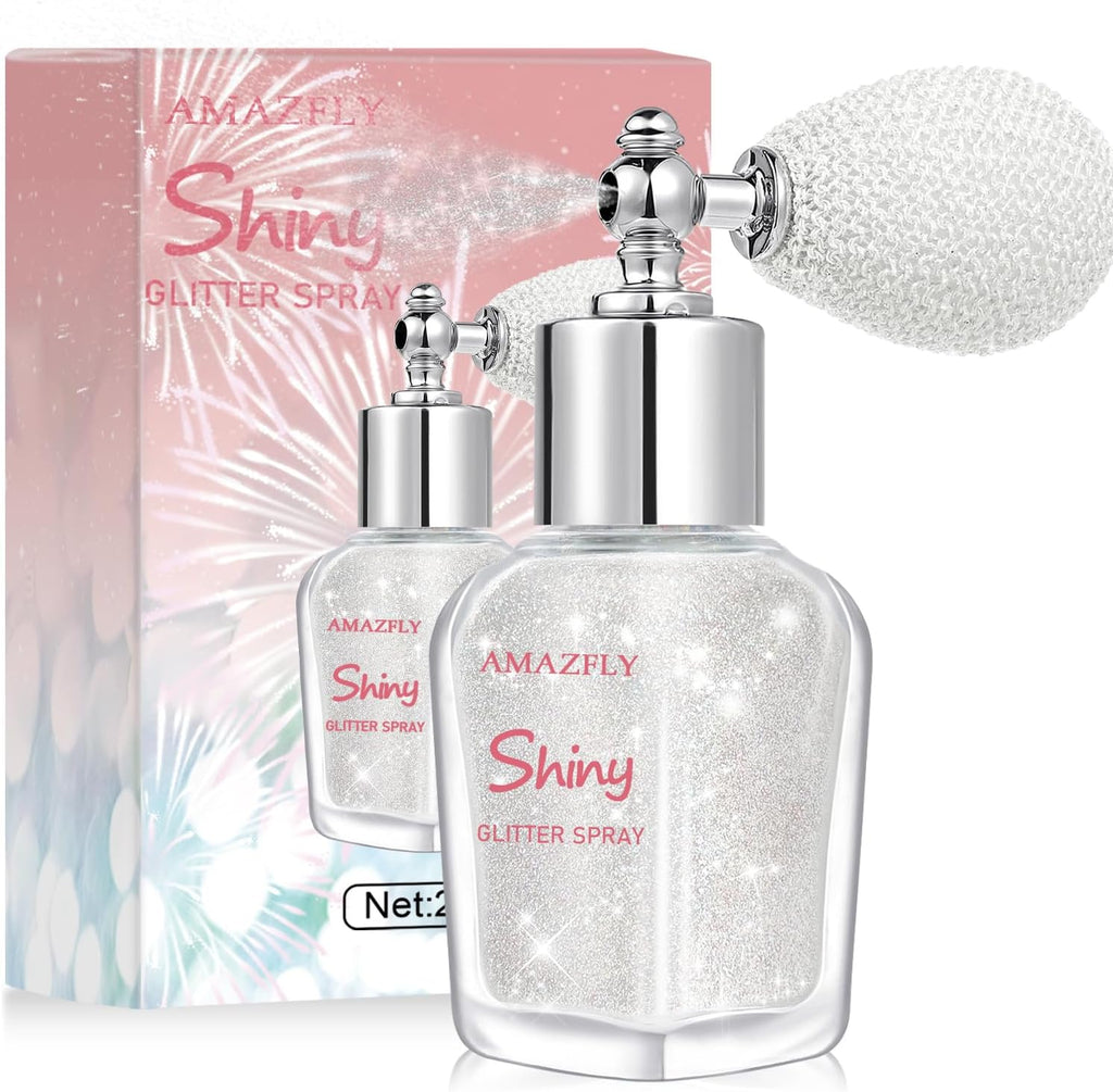 Hair and Body Glitter Spray, Shimmering Powder Sparkle Powder Makeup, Glitter Loose Sparkle Makeup for Body Highlighter,Festival Prom Rave Accessories (Pearl White)