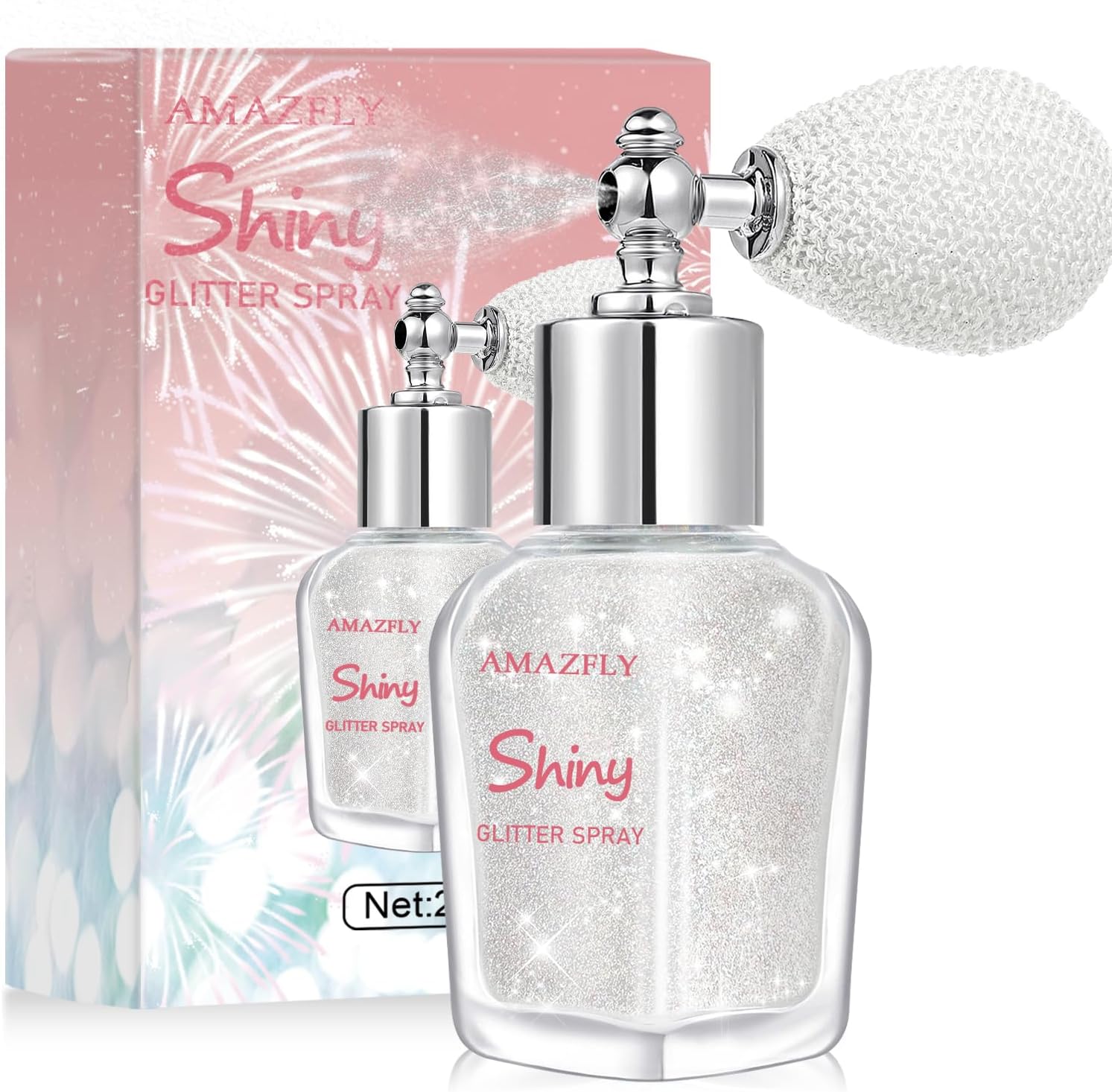 Hair and Body Glitter Spray, Shimmering Powder Sparkle Powder Makeup, Glitter Loose Sparkle Makeup for Body Highlighter,Festival Prom Rave Accessories (Pearl White)