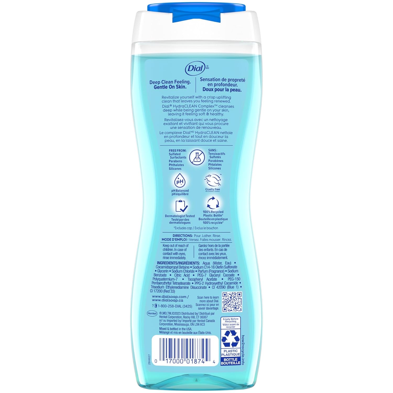 Dial Body Wash, Refresh & Renew Spring Water, 16 fl oz (Pack of 4)